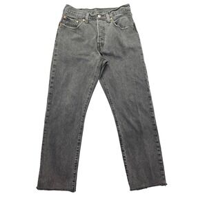 Levi's 501 Jeans Gray Wash Denim Straight Leg Button Fly Womens Size 26 Fits 27"